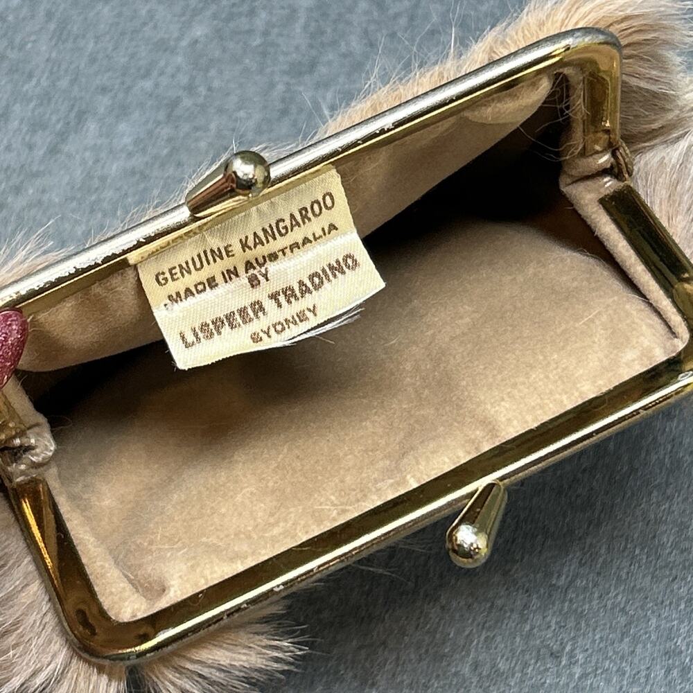 Vintage Lispeer Trading Kangaroo Fur Coin Purse Kiss Lock Australia Souvenir - Picture 8 of 11